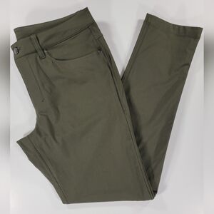 Lululemon ABC Slim 5 Pocket Pants Olive Green Warpstreme LM5552S Mens 31x31